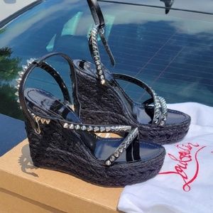 Christian Louboutin Mafaldina Spikes Wedge Sandals